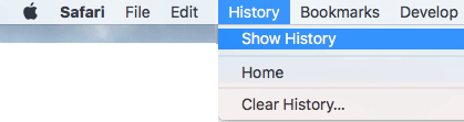 Show History Option in Safari Browser on Mac