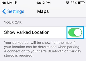 Show Parked Car Location in iPhone
