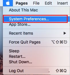 System Preferences Tab on Mac