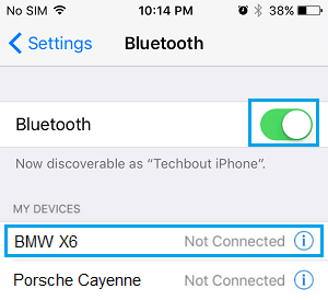 Turn on Bluetooth on iPhone