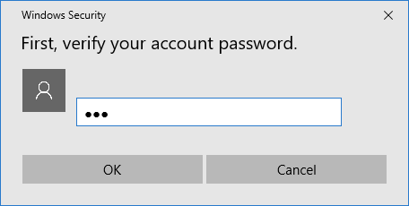 Verify Account Option in Windows 10