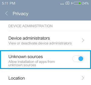 Allow Installation from Unknown Sources