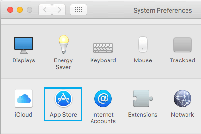 App Store Option on System Preferences Screen On Mac