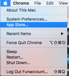 App Store Option on Mac Top Menu Bar