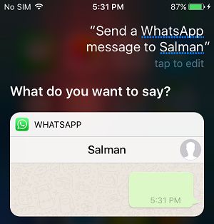 Ask Siri to Send WhatsApp Message on iPhone