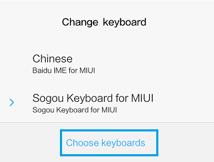 Choose Keyboards on Xiaomi Phone