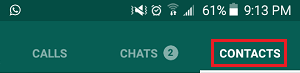 Contacts Tab in WhatsApp on Android