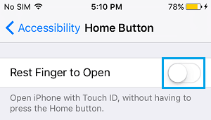 Disable Rest Finger to Open on iPhone