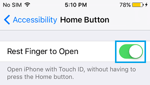 Enable Rest Finger to Open on iPhone
