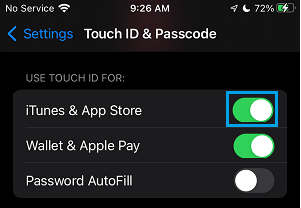 Enable Touch ID for App Store on iPhone