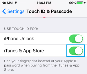 Enable Touch ID for iTunes & App Store