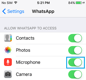 Enable WhatsApp with Access to Microphone on iPhone