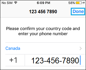 Enter Country and Phone Number For WhatsApp