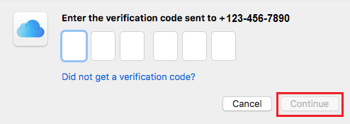 Enter Verification Code for Two Factor Authentication on Mac