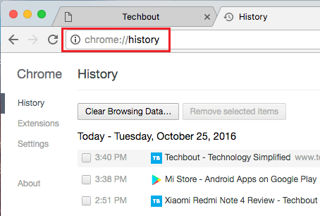 google chrome history