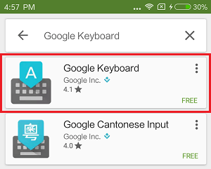 Google Keyboard in Google Play Store