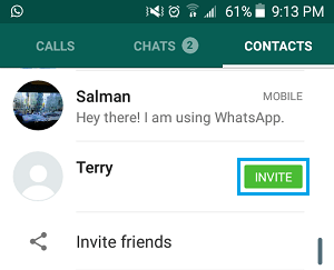 Invite Contacts to WhatsApp on Android