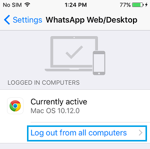 Logout From All Computers on WhatsApp