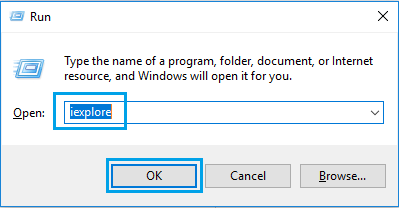 Open Internet Explorer Using Run Command In Windows 10