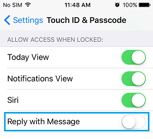 Reply With Messages Option on iPhone