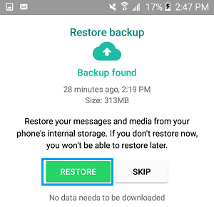 Restore WhatsApp Using Local Backup