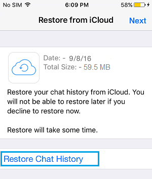 Restore WhatsApp on iPhone from iCloud Drive