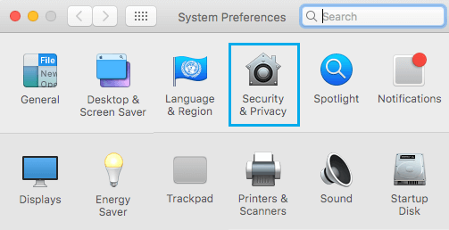 Security and Privacy Tab in System Preferences on Mac