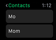 Select Contact in Phone App on Apple Watch
