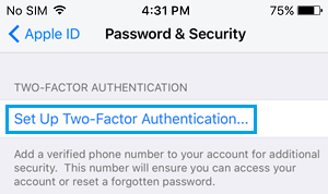 Setup Two Factor Authentication on iPhone