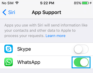 Enable WhatsApp Access to Siri