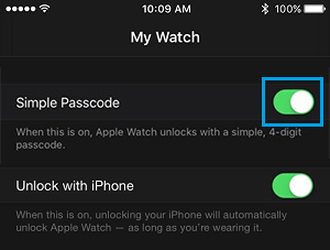 Turn Off Simple Passcode on Apple Watch