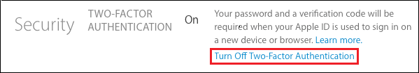 Turn Off Two Factor Authentication