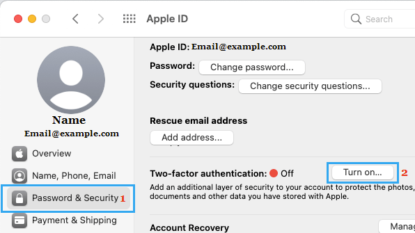 Turn ON Two Factor Authentication on Mac