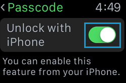 Unlock With iPhone Option on Apple Watch