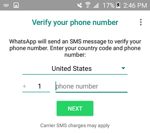 Verify WhatsApp By Entering Phone Number On Android Phone