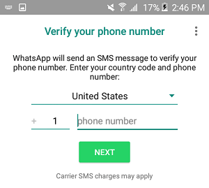 Enter Number to Verify WhatsApp Account