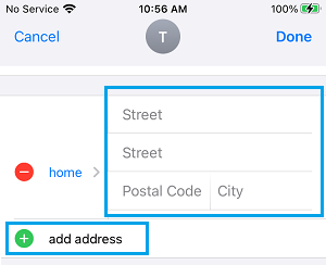 Add Address to Contact Card on iPhone