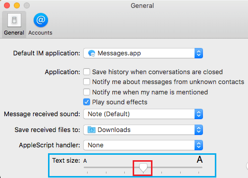 Change Text Size in Messages App on Mac Using Slider