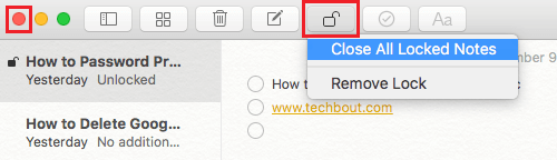 Close All Locked Notes on Mac