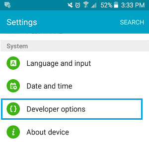 Developer Options Tab On Android Phone