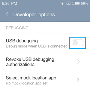 Disable USB Debugging Mode on Android Phone