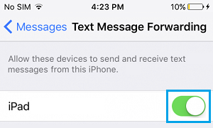 Enable Text Message Forwarding For iPad