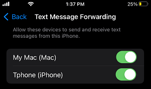 Enable Text Message Forwarding on iPhone