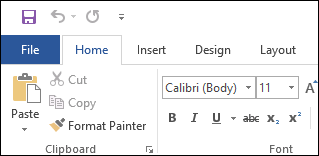 File Option in Word 2016