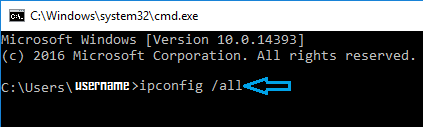 IP Config All Command in Windows 10