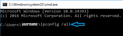 IP Config All Command on Windows Computer