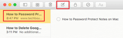 Create New Note Icon on Mac