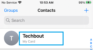 Open Contact Card on iPhone