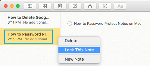 Password Protect Any Note on Mac 