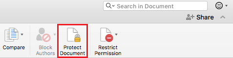 Protect Word Document Option on Mac